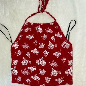 Forever 21 Rose Print Halter Top